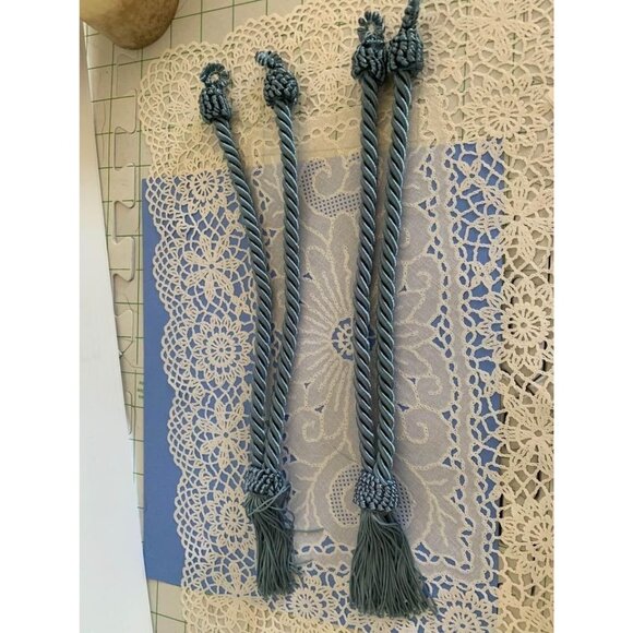 Cord & Tassel Blue Curtain Cord and Tassel Tiebacks Set of 2 - Picture 9 of 10